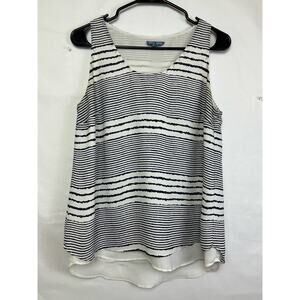 Fleu Bleve Anthropologie Women's Med Blue/White Striped Sleeveless Lined Blouse